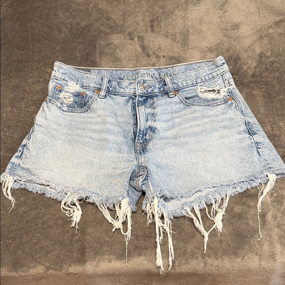 American Eagle Outfitters Light Blue Distressed Denim Cutoff Shorts
